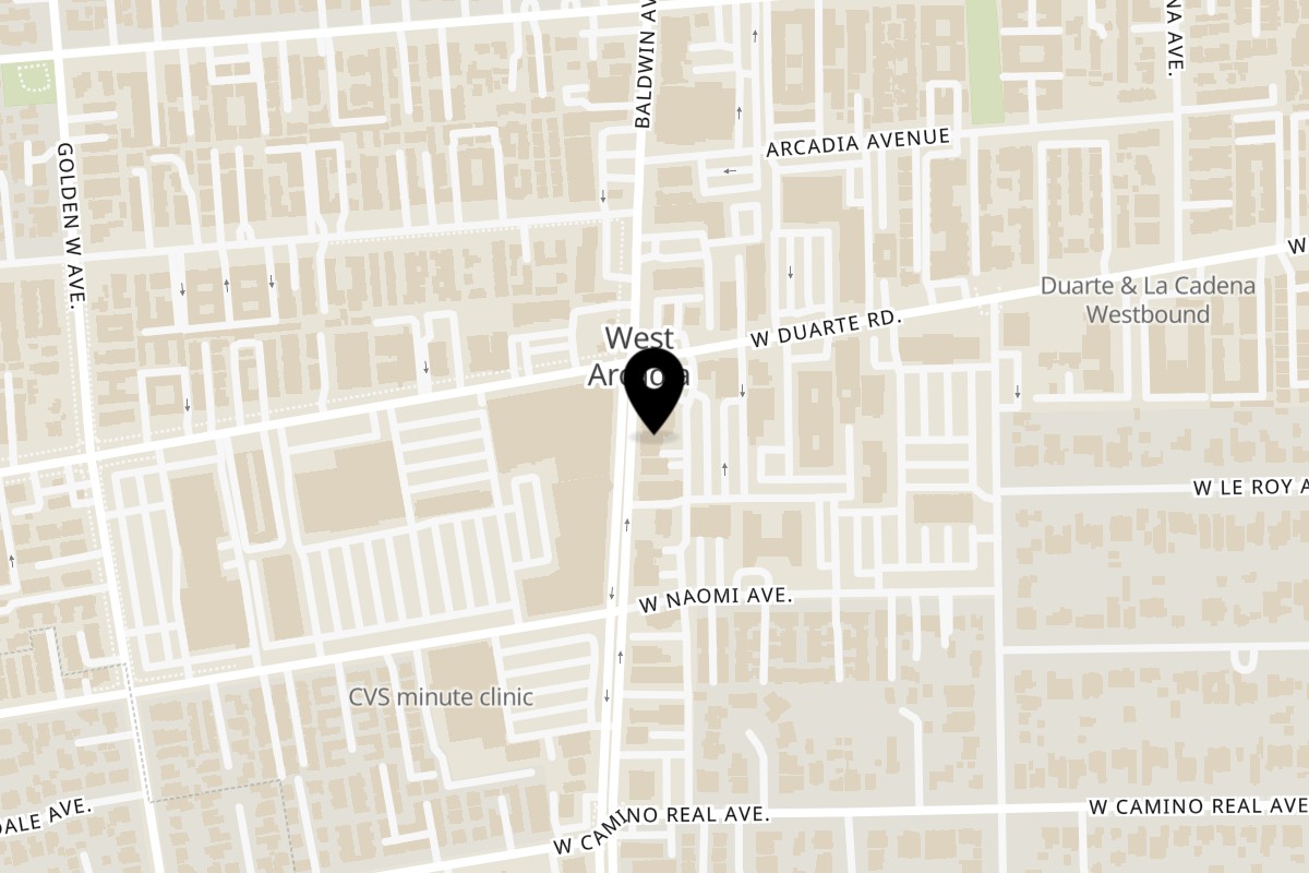 Map showing the location of Station on 1218 S Baldwin Ave in Arcadia